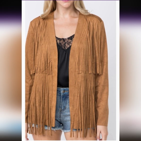 NWOT Vocal Fringed Tan Jacket_Large - Picture 5 of 10